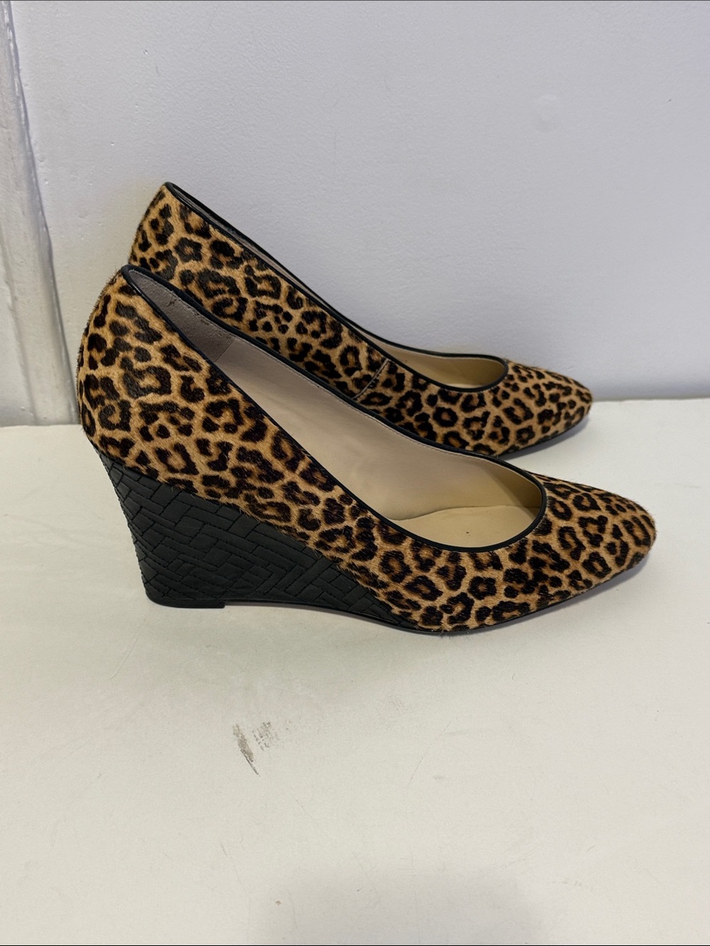 Cole Haan Leopard-Print Pointed Toe Pumps - Tan & Black excellent condition